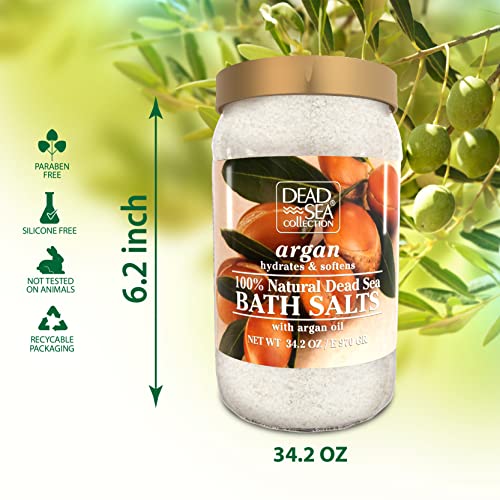 Dead Sea Collection Bath Salts Enriched With Argan - Natural Salt For Bath - Large 34.2 Oz. - Nourishing Essential Body Care For Soothing And Relaxing Your Skin And Muscle #TOP2