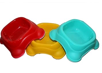 Black Dog Pets Bowl Plastic Bowl Non-Toxic Environmentally Friendly Kitten/Cats/All Breeds Puppies and Small,Medium,Large Breeds Dogs Double Bowl - 1 Piece Color May Vary (Medium)