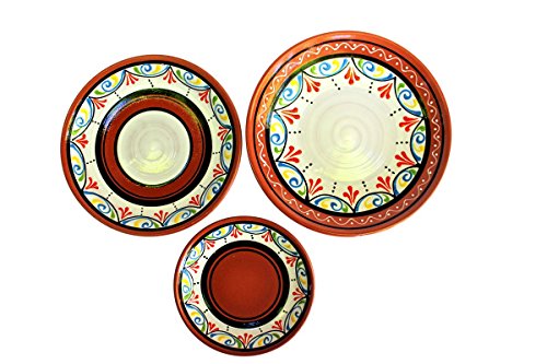 Cactus Canyon Ceramics Spanish Terracotta 5-Piece Small Dinner Plate Set (European Size), White #TOP3