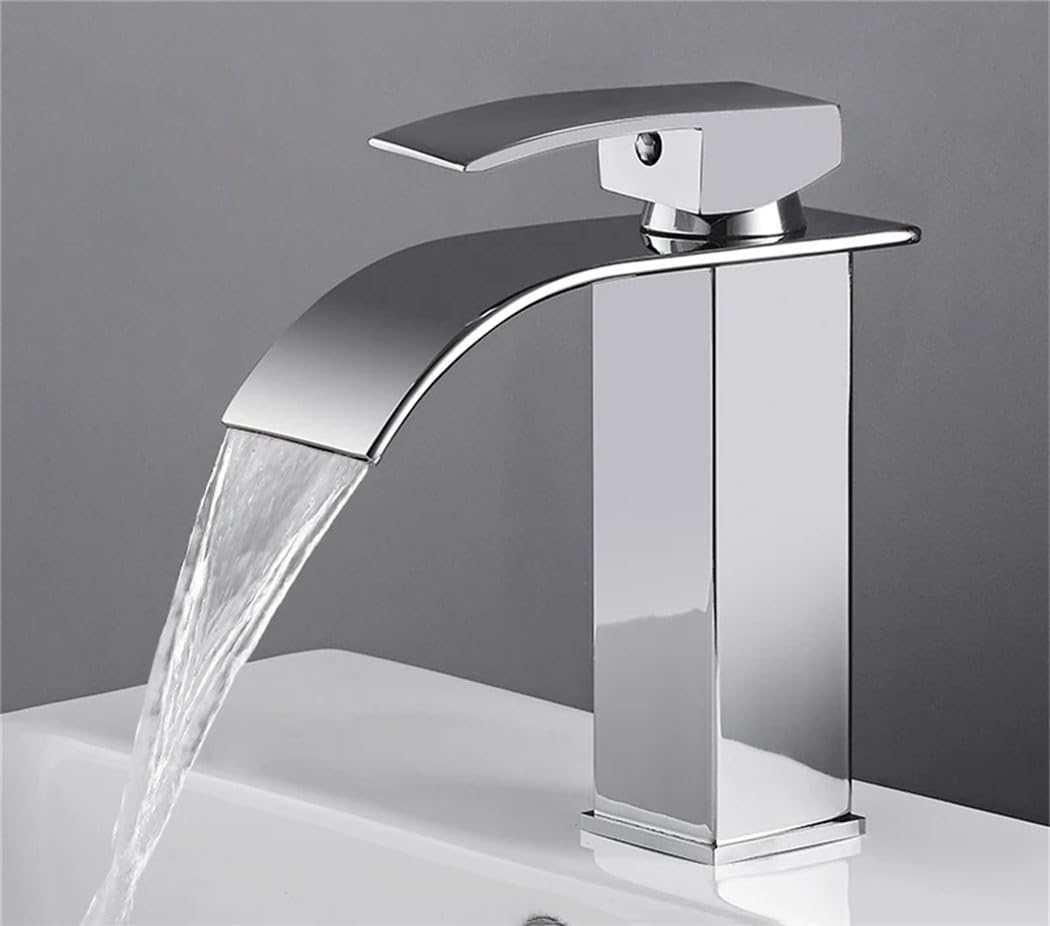 Robinet de lavabo en laiton anti-éclaboussures avec cascade douce pour meuble de vanité