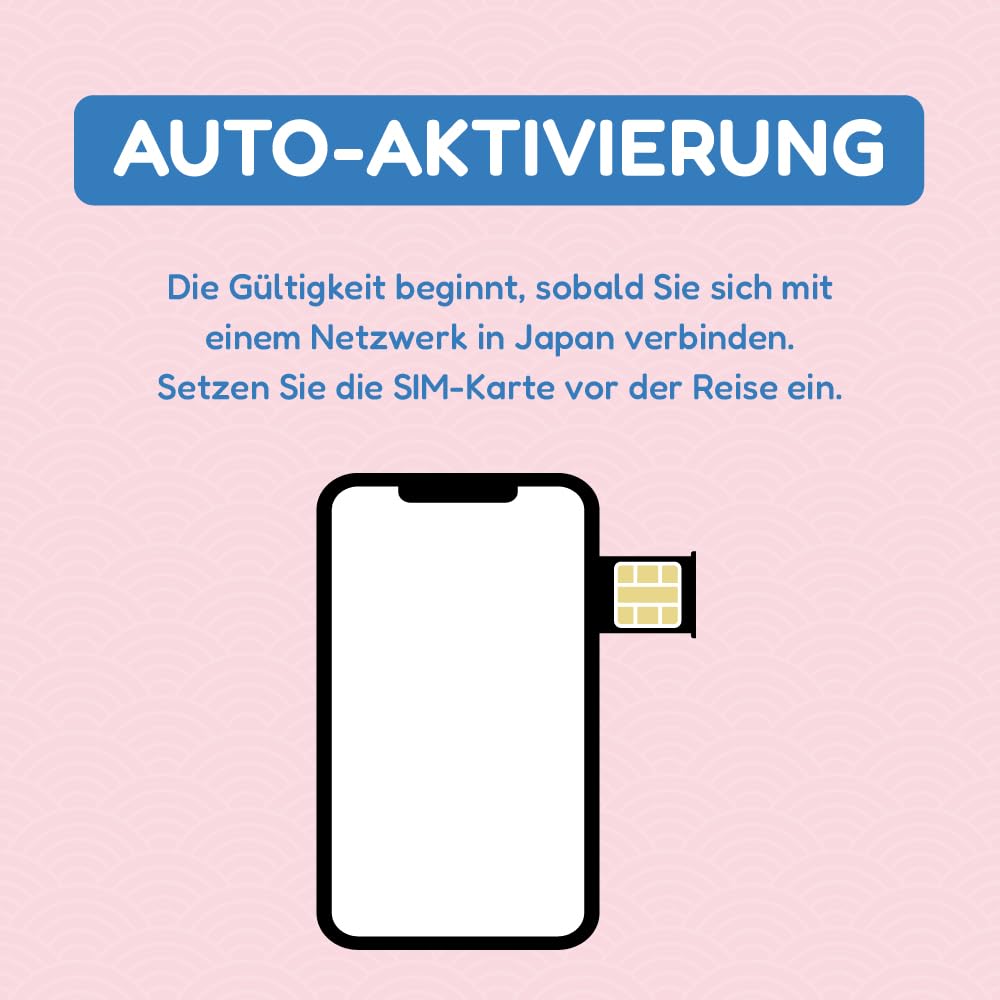 Japan SIM-Karte 30 Tage 30GB | Automatische Aktivierung | 5G-Netzwerk mit Tethering/Hotspot/Internetfreigabe