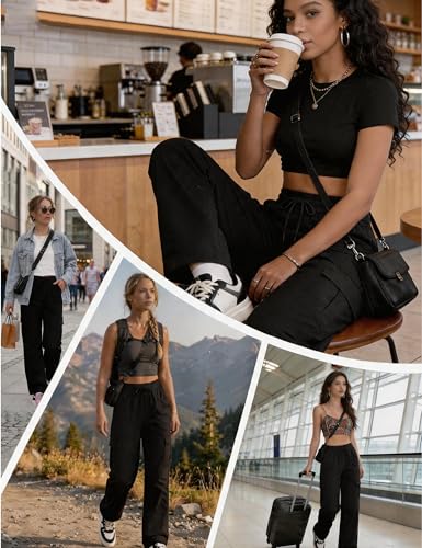 Image of Women's Cargo Pants 28 inch /30 inch Lightweight Quick Dry Casual Travel Pant Streetwear for Work Hiking Outdoor with 8 Pockets