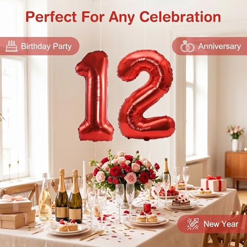 Image of YPSelected 32 Inch Large Foil Helium Number Balloon Birthday Wedding Party 0-9 (Red, 2)