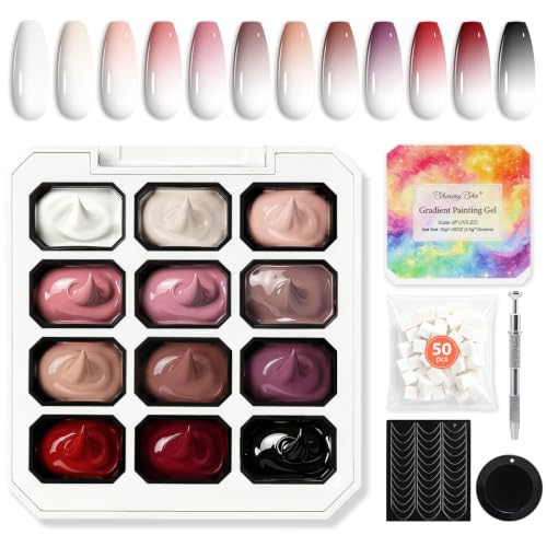 Shining She Esmaltes Semipermanentes, 12 Colors Paleta Gel Ombre Uñas