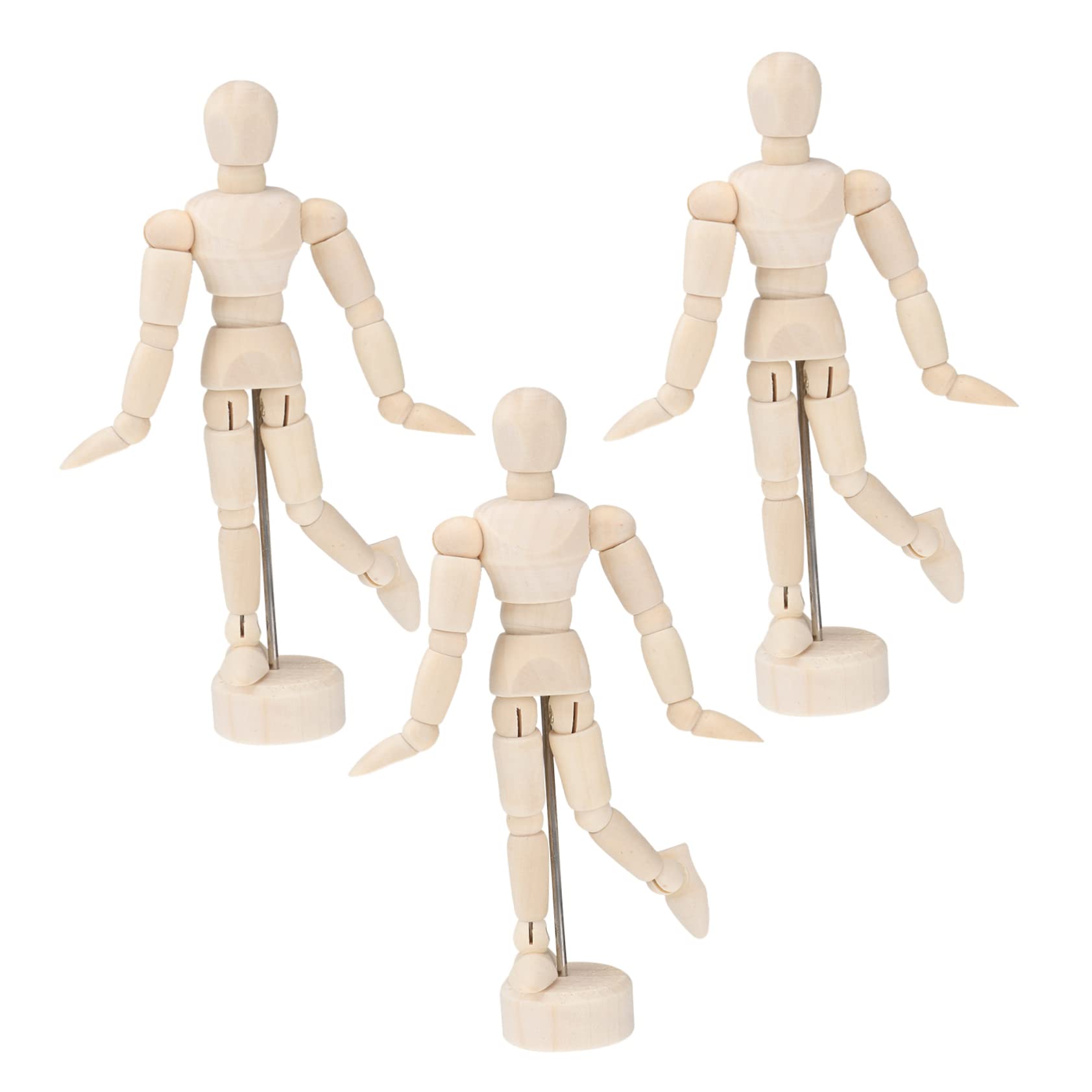 NUOBESTY 3pcs Wooden Mannequin Proportional Size Ideal for Artists Sculptors Painters