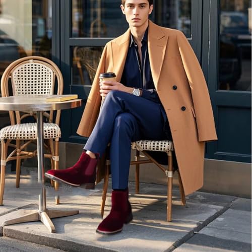 Image of Men's Chelsea Boots Suede Ankle Boots - Comfortable Slip-On Dress Boots for Casual & Work