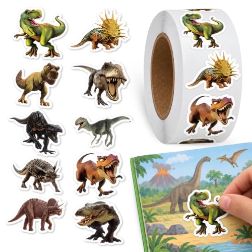 Rollo Pegatinas Dinosaurios para niños, animal stickers, 1 Unidad