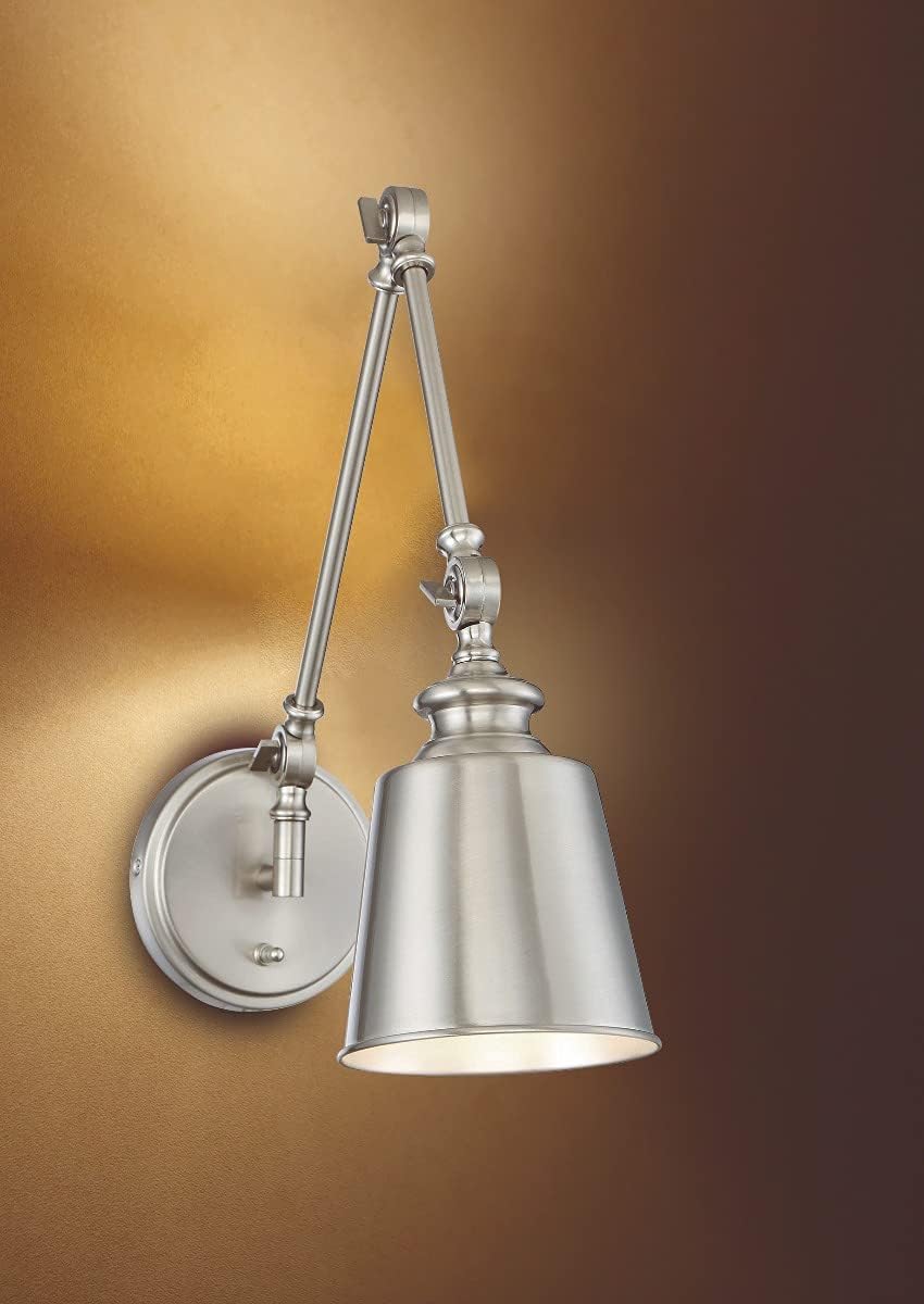 TW90033BN 1-Light Transitional Swing Arm Wall Lamp (Set of 2), 100 Watts, in Brushed Nickel