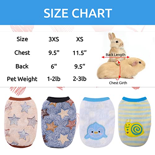 4 Pack Guinea Pig Clothes Rabbit Warm Vest Flannel Fleece Pet Costume T-Shirt For Small Animal Kitten Ferret Chihuahua Puppy #TOP3