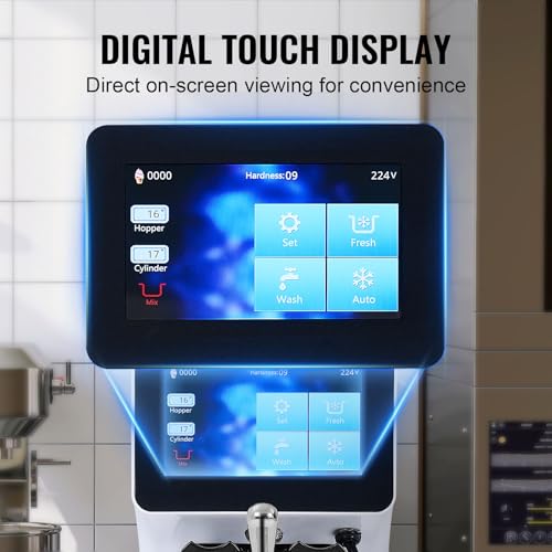 Image of VEVOR Commercial Ice Cream Machine, 1000W Single Flavor Soft Serve Ice Cream Maker, 10.6 QT /H Yield, 4L Hopper & 1.6L Cylinder, Touch Screen, Auto Clean & Pre-Cooling, Countertop Restaurant Snack Bar