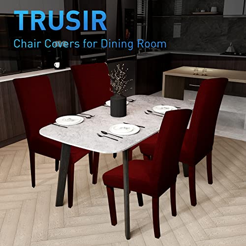 Trusir Chair Covers For Dining Room Set Of 4, Stretch Chair Slipcover Kitchen Chair Protector For Dining Covers (Wine Red,4Pack) #TOP1