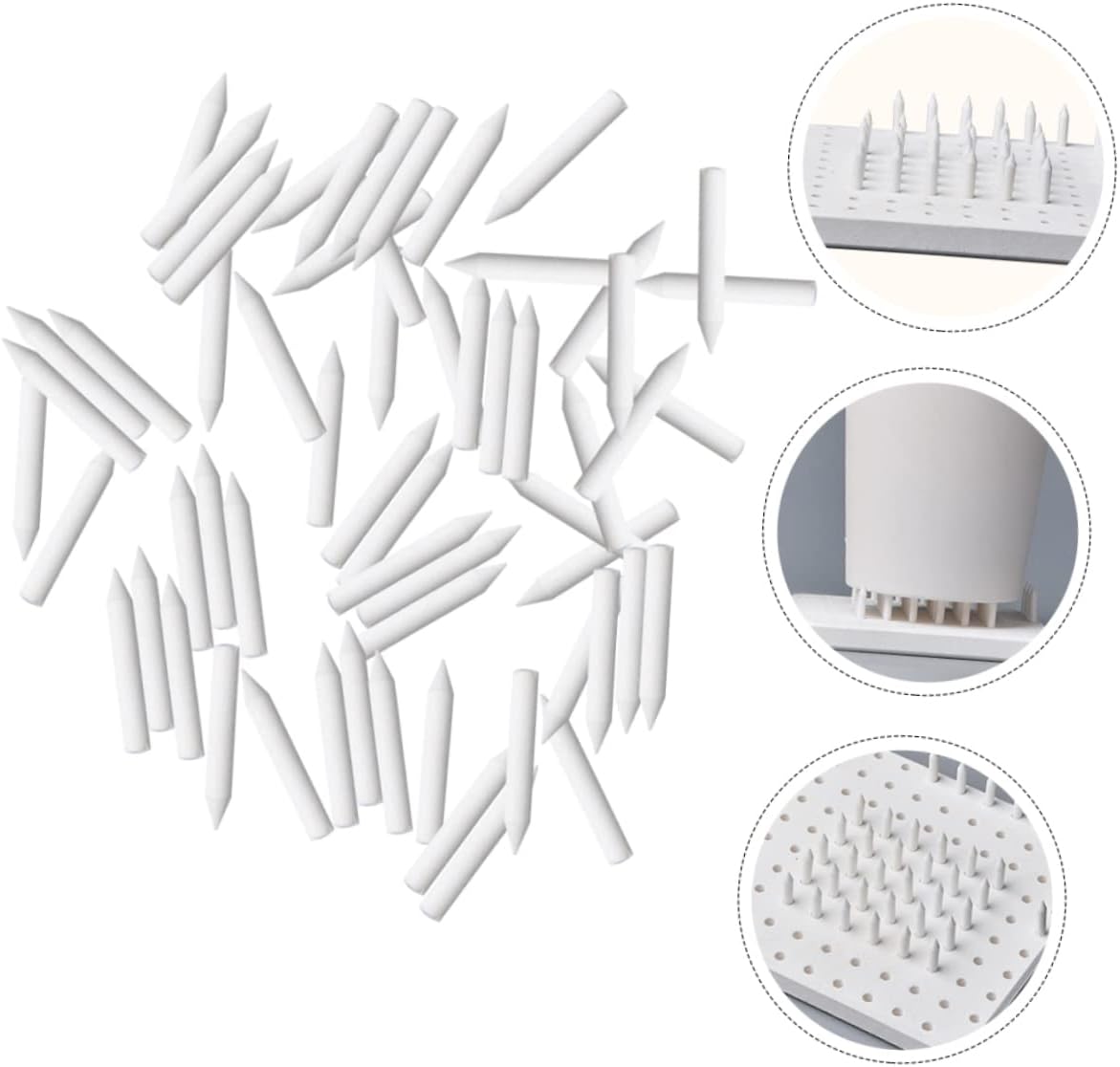 DECORNIJIA 4sets Kiln Support Nails Refractory Ceramic Pottery Tools for Efficient Firing Durable and Easy to Use for DIY Projects and Pottery Crafting 60pcs*4