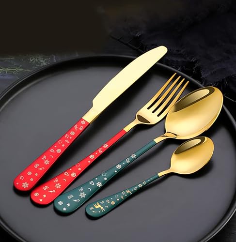 Miniatura 3 de cathyladi Juego de cubiertos de 24 piezas para 6 tenedores incluye cuchara de tenedor de cuchillo acero inoxidable espejo pulido apto para