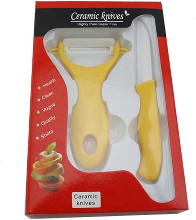 Ceramic Knives with Sheaths 2 Pieces 6 Inch Ceramic Knife and Peeler (Orange)