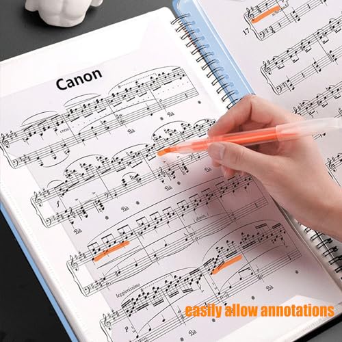 MUDOR Sheet Music Folder for Sheet Music Page 8.5X 11 Inches, Sheet Music Holder Allow Annotations, Eliminate Glare, 60 Pages Spiral Sheet Music Binder Organizer, Sheet Music Storage