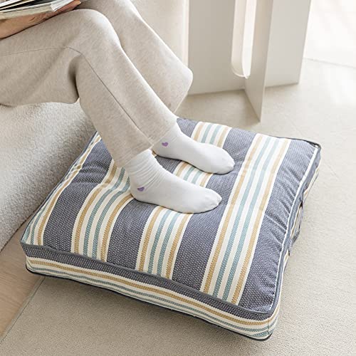 Vctops Square Floor Pillow Pouf With Handle, Boho Stripe Printed Pillow Seating For Adults, Cotton Meditation Cushion For Living Room Bedroom Yoga Tatami (Grey,24"X24") #TOP2