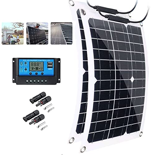 Preisvergleich Produktbild BAISHIFA 200W 18V Flexibles Solarpanel Zwei Stücke 100W Solarpanel Monokristallines Silizium Solarzelle Photovoltaik Solarladegerät Eignet Sich Ideal Für Wohnmobil, Camping,Gartenhaus,10A
