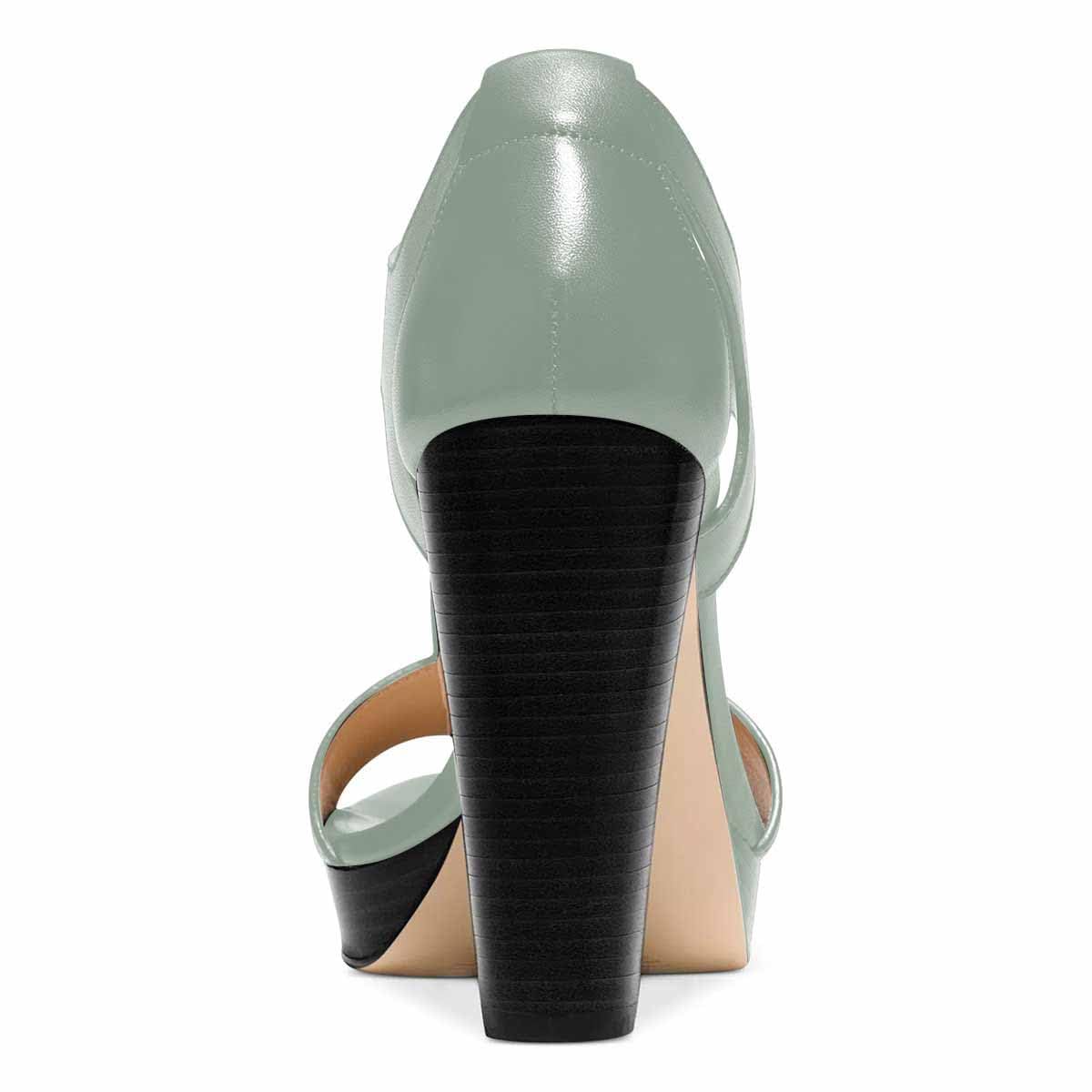 FSJ Women Peep Open Toe T-Strap Front Zipper Chunky Stacked High Heel Sandal Booties Platform Pumps Shoes Size 4-15 US: 7.5 Sage-green