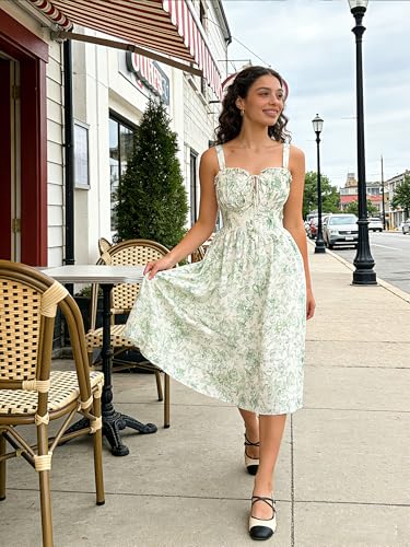Image of Scarlet Darkness Summer Dresses for Women 2026 Floral Corset Dress Long Milkmaid Dress with Pocket