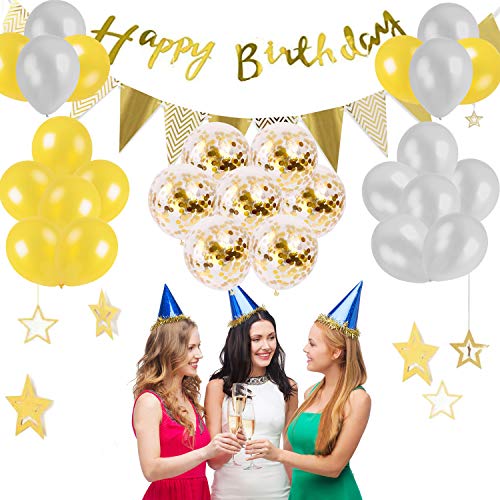 誕生日 飾り付け Chereda 風船 ゴールド HAPPY BIRTHDAY 装飾 バースデーガーランド バースデー 飾り セット 誕生日 飾り付け