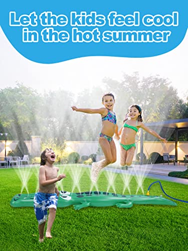 Crocodile Kids Sprinkler, Outdoor Toddler Water Toys 69.3 X 13 X 4.5In Extra Large Inflatable Splash Sprinkler For Boys Girls Backyard Garden Lawn Fun Play Games Summer Party Supplies #TOP5