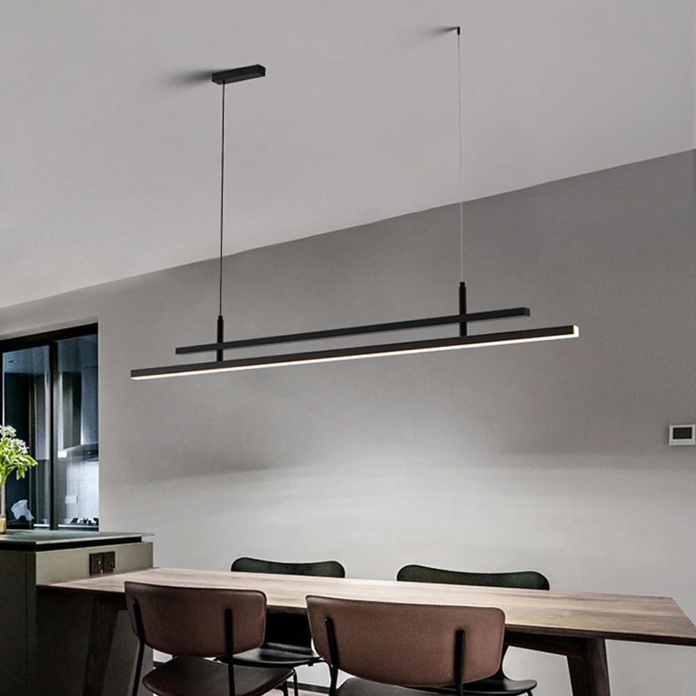 Black Linear Led Light Bar Kitchen Island Lightifixturemalist Hangiceilingp Lostrips,for Dinitable Bedroom Restaurant 4000K Star of Light/90Cm