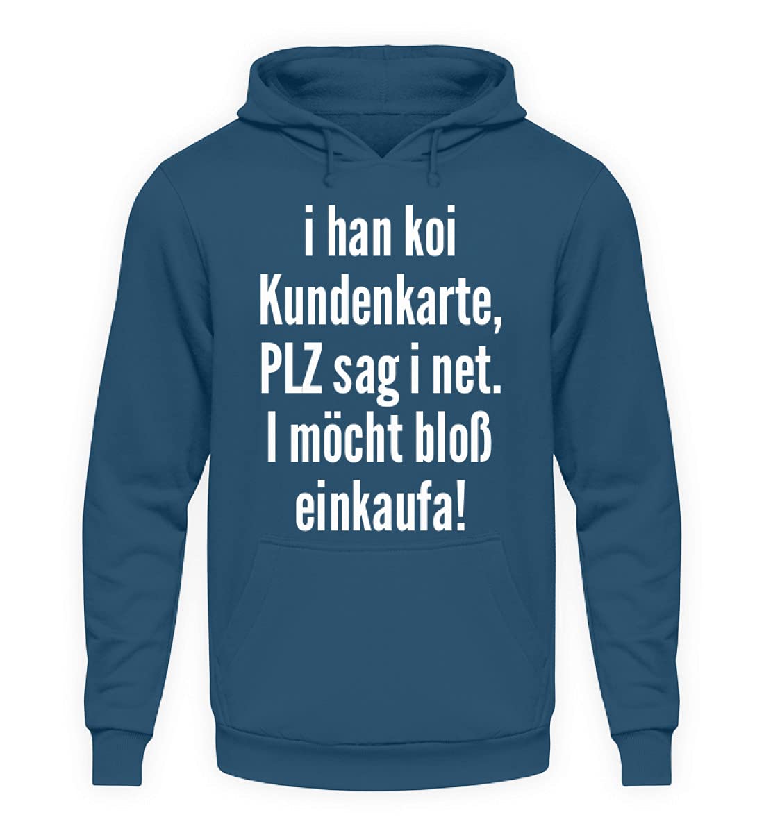 Pull à capuche unisexe bleu grande taille avec inscription I möcht unkaufa