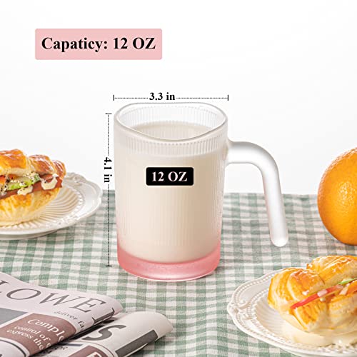 Glass Coffee Mugs Colored Glassware - 12 Oz Glass Mug With Spoon Set Of 4 - Colored Drinking Glasses For Coffee, Juice, And Water - Lead-Free Dishwasher Safe - Ideal For Home, Office, And Café #TOP4