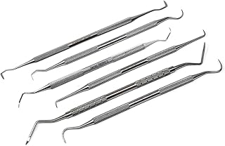 Dental Scaler Anterior Posterior New Periodontics Instrument 6 Pcs Set Includes Sickle H6/H7, Towner Jaquette U15/30, Scaler U30/33, Heidbrink H2/3 Made of Stainless Steel Double Ended Picks