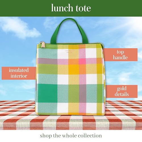 Image of kate spade new york Portable Soft Cooler Lunch Bag, Thermal Tote with Insulated Interior Lining and Storage Pocket, Lunch Tote for Women, Spring Plaid