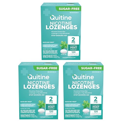 Quitine Nicotine Lozenges 2mg, Mint – 360 Count (3-Pack) | Quit Smoking Aid