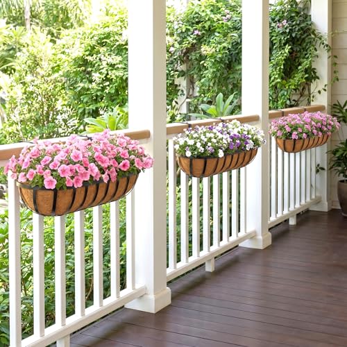 Y&M 30\" Coco Liner for Window Box Deck Basket Planter Trough Coconut Fiber Liners, 2pcs Trough Coco Liner Pre-Formed Replacement