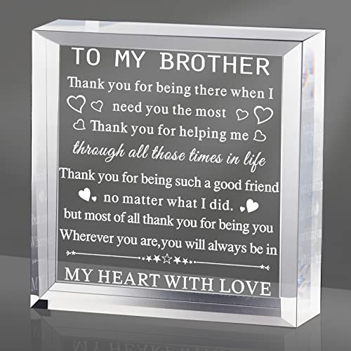 Gifts For Brother Acrylic Keepsake Paperweight Engraving Brother Gifts From Sister Crystal Sign Memorial Anniversary Meaningful Plaques Gift For Brother Graduation Christmas (Classic Style) #TOP6