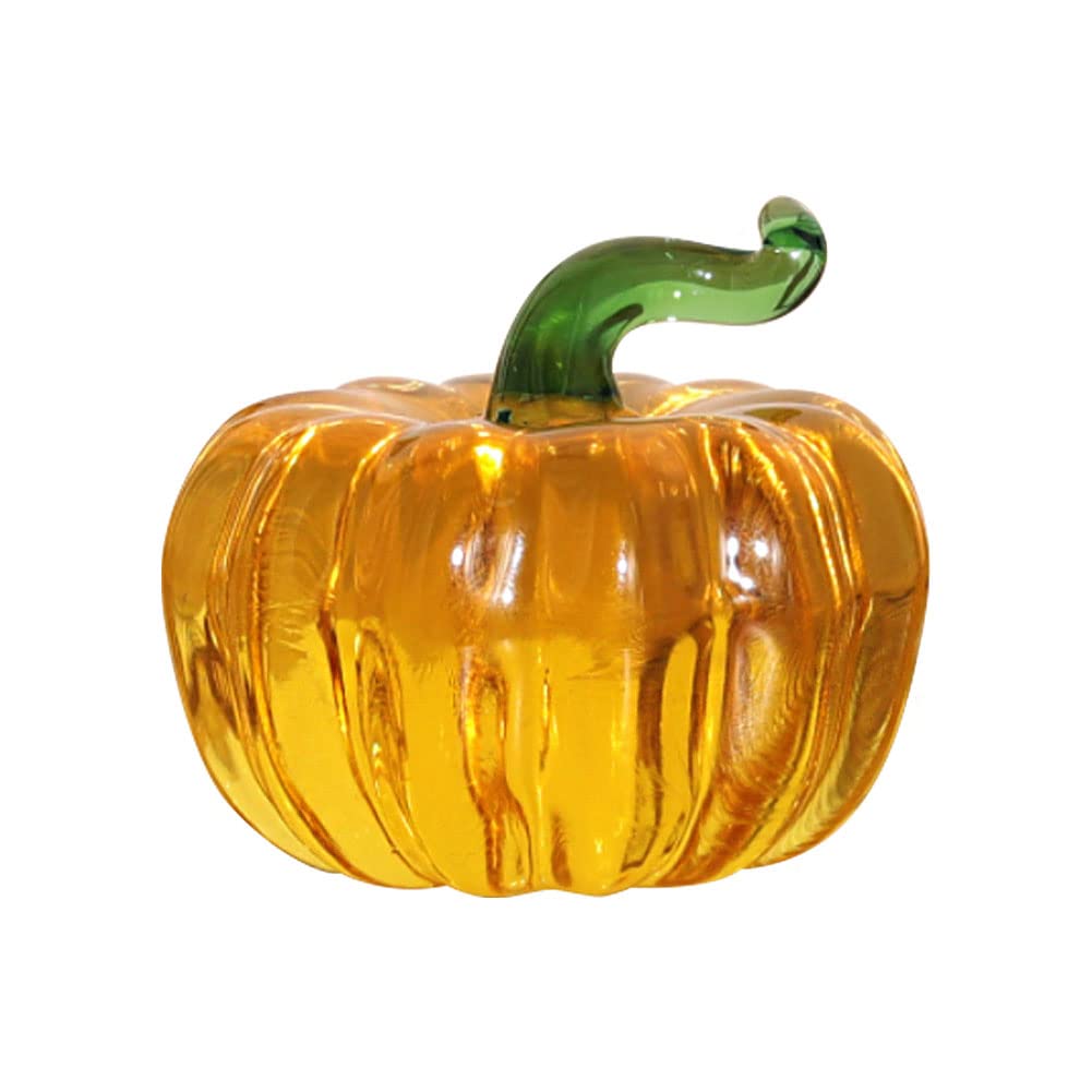 Yangshine Pumpkin Crystal Statue Ornament Artificial Fruit Sculpture Figurine Tabletop Paperweight Crystal Glass Ornament For Home Decor