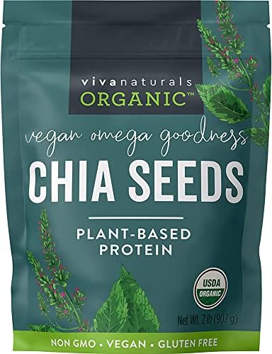 Organic Chia Seeds - Plant-Based Omegas 3 and Vegan Protein, Perfect for Smoothies, Salads and Chia Puddings, Certified Non-GMO and USDA Organic, 2 lb (907 g)