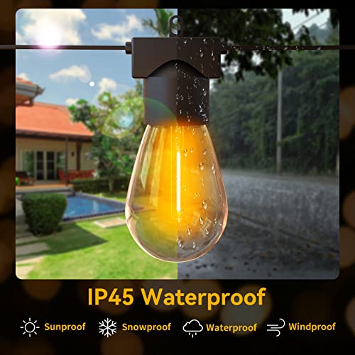 Moffe 100Ft（50Ft*2 Led Outdoor String Lights, Waterproof Connectable Dimmable Led Hanging Lights For Patio, Porch, Deck, Bistro, Cafe, Balcony, Backyard Porch Garden,Party Decor, 2200K Warm #TOP6