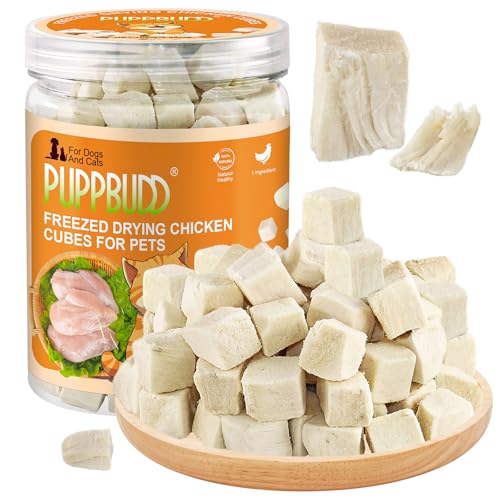 Snack Liofilizado de Pollo para Gatos de Interior, Crujientes Snack para Gato Perros, Golosinas para Gatos Icas en Proteínas
