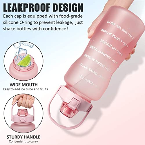Half Gallon Water Bottle with Sleeve & Strap 64 OZ Water Bottle Motivational with Straw & Time Marker to Drink Leakproof Tritan BPA Free Workout Gym Sport Water Jug Women Men with Neoprene Holder - Thumbnail 7