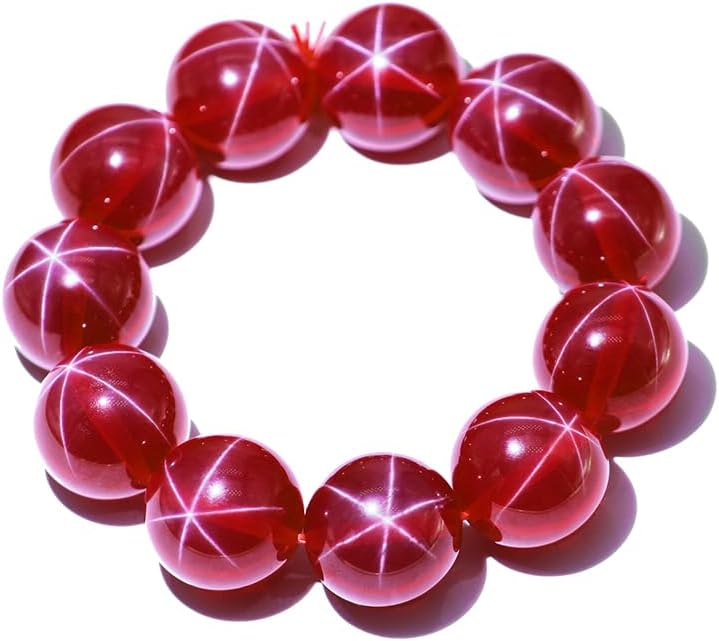 Lab Created Synthetic Corundum Round Ball Beads 5# Red Ruby Stone Synthetic Star Ruby Gem Passed Diamond Test Pen (10mm)