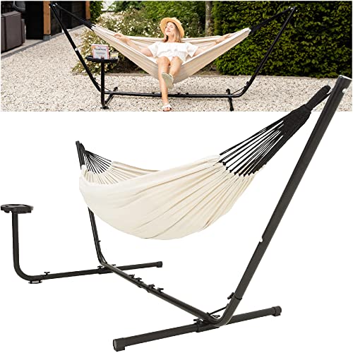 Vita5 Hamaca Jardin con Soporte y Mesita Auxiliar - Hamaca 2 Personas de Acero...