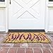 Juvale Lavender Floral Door Mat - 17 x 30 in, Purple Coir - Welcome Mat for Front Door & Outdoor Entryway - Coir Doormat for Patio & Porch