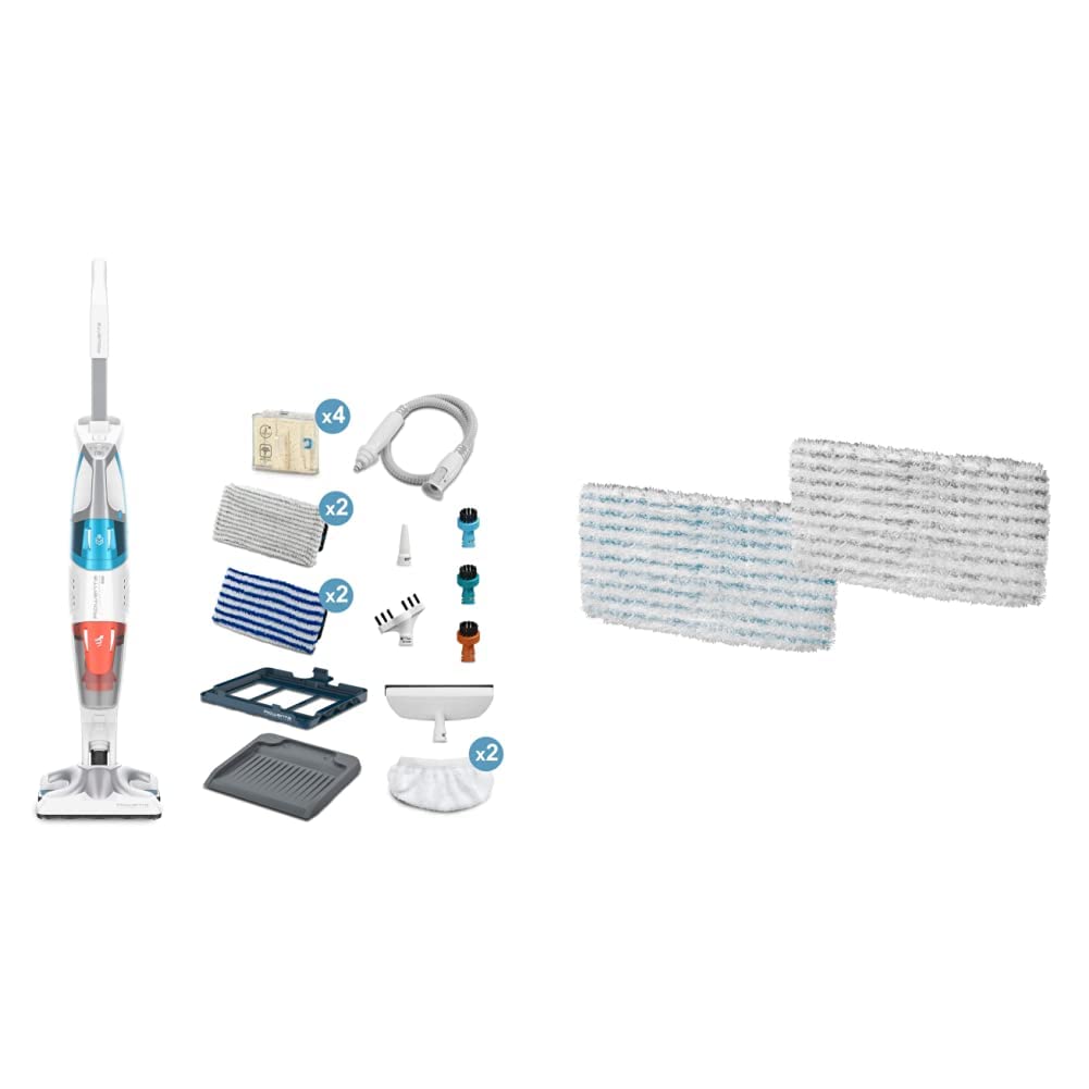 Rowenta Clean & Steam Multi Nettoyeur Vapeur 2 en 1 Nettoie et Aspire en Même Temps à La Vapeur Tous les Sols et Toutes Les Sufaces Performant Nombreux Accessoires & Kit Lingettes Aspirateurs