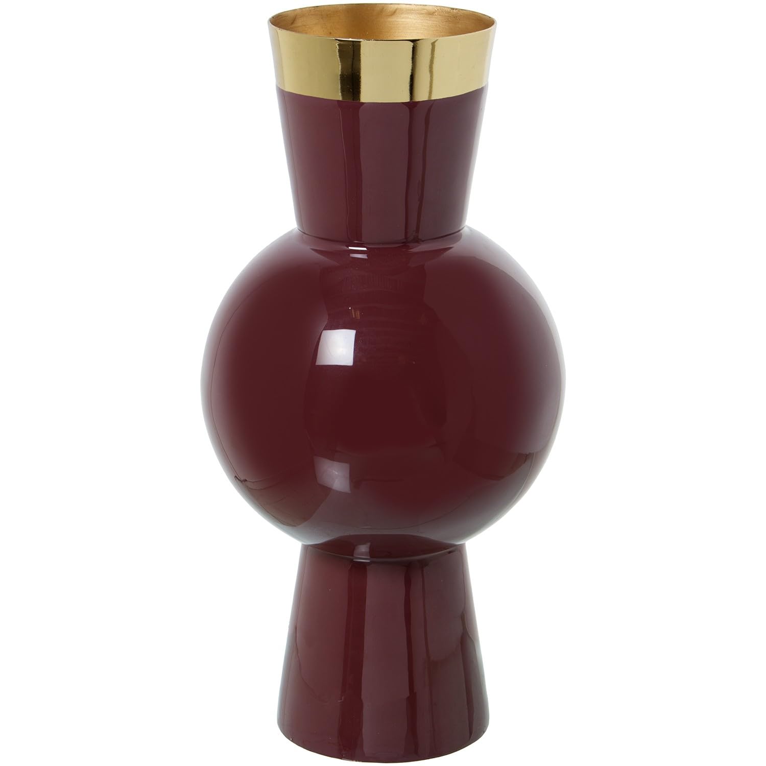 Vase en métal émaillé violet doré incassable de 32 cm pour remplacer le verre