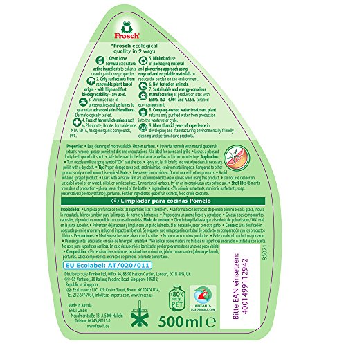 Frosch Natural Grapefruit Multi-Surface Kitchen All Purpose Cleaner Spray, 16.9 Fl Oz (Pack Of 2) #TOP2