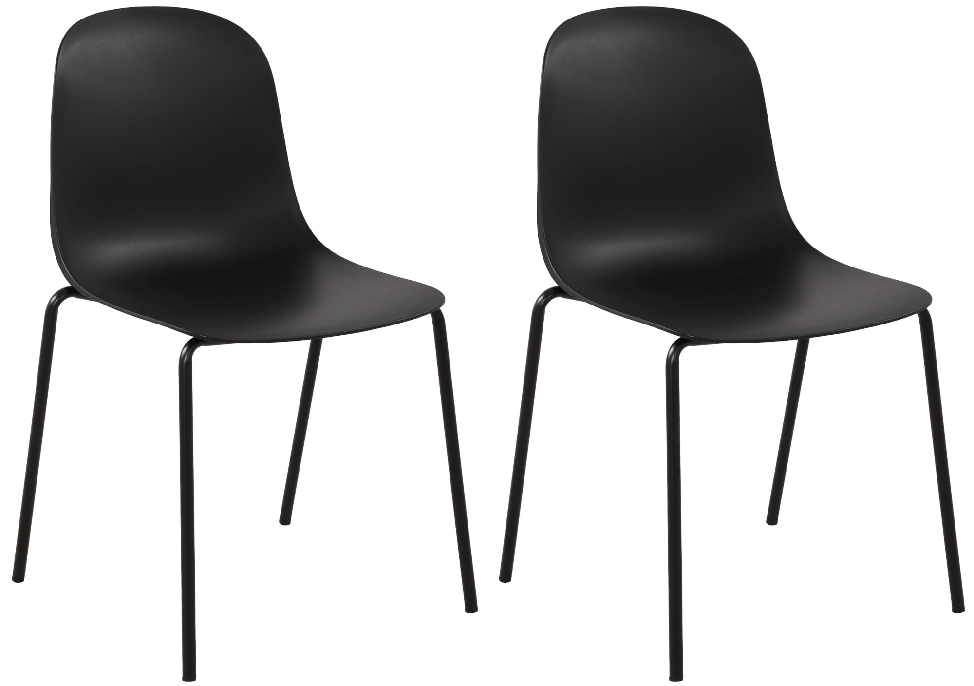 CLP 2er Set Stühle Hardin, stapelbare Gartenstühle, wetterfest und UV-beständig, Outdoor-Stuhl für Balkon, Terrasse und Esszimmer, Farbe:schwarz