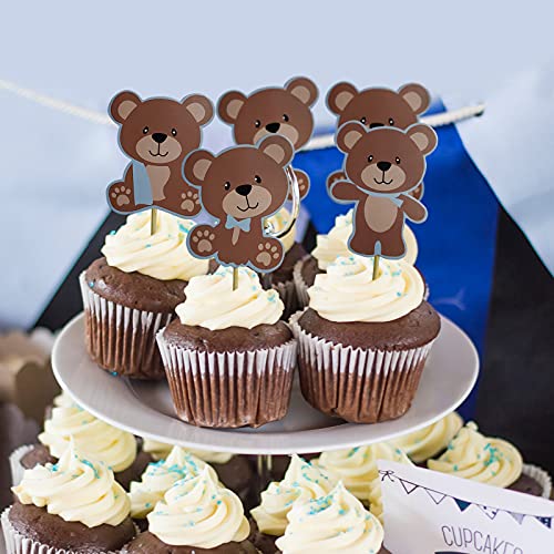 Bear Cake Cupcake Toppers For Baby Shower Gender Reveal Bear Themed Birthday Party Decorations (Brown) #TOP3