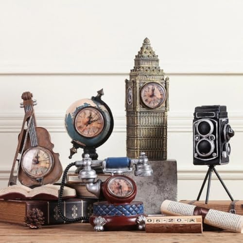 Reloj de escritorio retro con forma de teléfono antiguo para salón 4