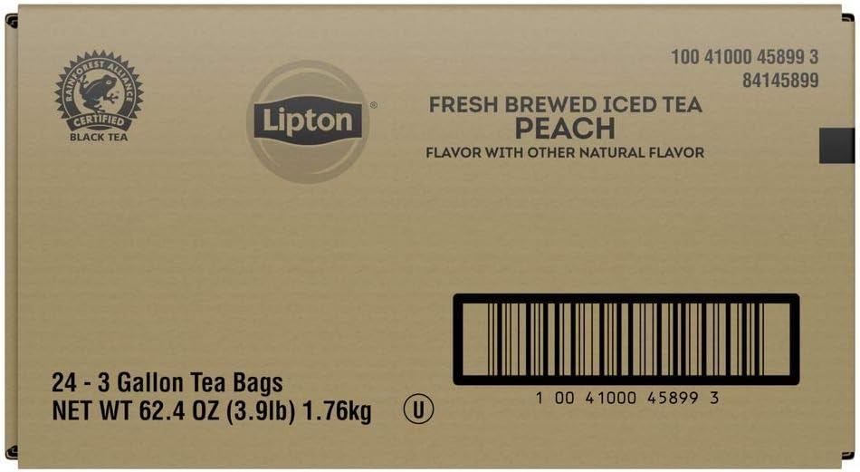 Lipton Iced Tea Bags, Peach Black Tea, Unsweetened Iced