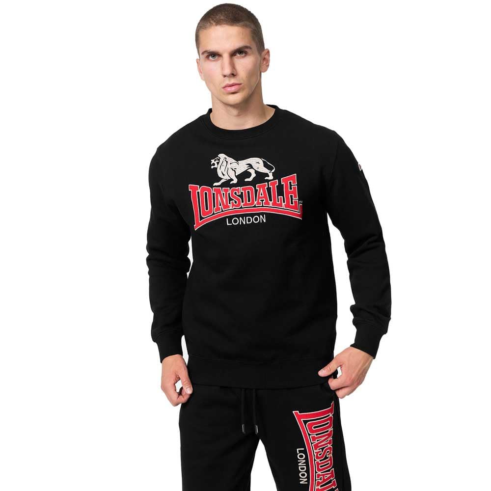 Lonsdale Men's avalwins Sweatshirt, Black/Red/Grey, S
