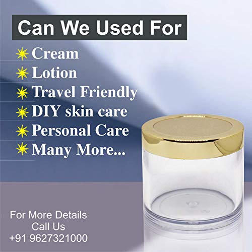 Image of Zenvista 100gm Acrylic Shan Jars, With Very Beautiful Gold Lids, for Creams, Face gels & Lip Balms, (Pack of 3)